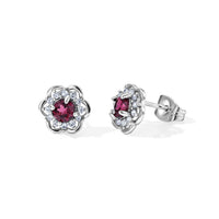 Mozambique Garnet and Simulated Diamond 7.00 ctw Beaded Earrings in Silvertone