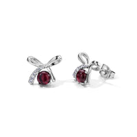 Mozambique Garnet and Simulated Diamond 6.00 ctw Beaded Earrings in Silvertone