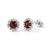Mozambique Garnet 8.00 ctw Beaded Earrings in Silvertone