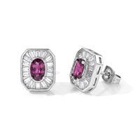 Orissa Rhodolite Garnet and Simulated Diamond 15.00 ctw Beaded Earrings in Silvertone