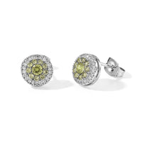 Hebei Peridot and Simulated Diamond 10.00 ctw Beaded Earrings in Silvertone