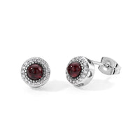 Orissa Rhodolite Garnet and Simulated Diamond 7.00 ctw Beaded Earrings in Silvertone