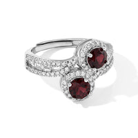 Orissa Rhodolite Garnet and Simulated Diamond 7.00 ctw Beaded Ring in Silvertone (Adjustable)