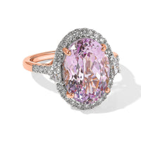10K Rose Gold AAA Martha Rocha Kunzite, Luxuriant Lab Grown Diamond (G-H, SI) (0.62 cts) Ring (Size 10.0) 8.10 ctw