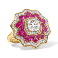 D'Joy Moissanite (Cush 7x7mm) Ring in 18K Vermeil YG Over  Sterling Silver (Size 10.0) 2.30 ctw