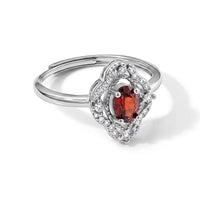 Orissa Rhodolite Garnet and Simulated Diamond 7 ctw Beaded Ring in Silvertone (Adjustable)