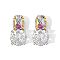 EverTrue Simulated White and Orchid Diamond Earrings in 18K YG Plated and Platinum Bond