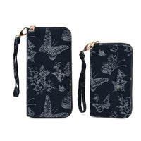 La Marey Dark Blue Set of 2 Denim RFID Wallet with TPU Logo