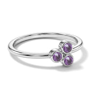 Amethyst 0.05 ctw 3 Stone Ring in Sterling Silver (Size 8.0)