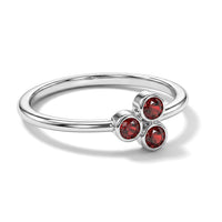 Red Garnet 0.05 ctw 3 Stone Ring in Sterling Silver (Size 8.0)