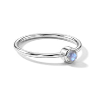 White Moonstone 0.10 ctw Solitaire Ring in Sterling Silver (Size 9.0)