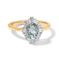 Premium Mangoro Aquamarine and Luxuriant Lab Grown Diamond G-H SI 1.50 ctw Ring in 18K Vermeil Yellow Gold Over Sterling Silver (Size 8.5)