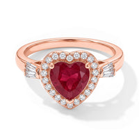 D'Joy Niassa Ruby (FF), Moissanite Heart Ring in 18K Vermeil RG Over Sterling Silver (Size 10.0) 2.35 ctw