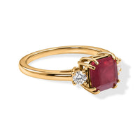 Asscher Cut Niassa Ruby (FF), Luxuriant Lab Grown Diamond (G-H, SI) (0.20 cts) Ring in 18K Vermeil YG Over Sterling Silver (Size 10.0) 2.50 ctw