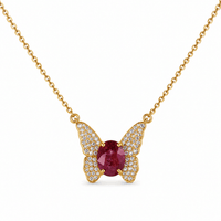 GP Trionfo Collection Niassa Ruby (FF), White Zircon Necklace (18 Inches) in 18K Vermeil YG Over Sterling Silver 3.10 ctw
