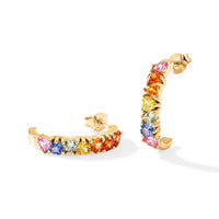 GP Amore Collection Premium Rainbow Sapphire Earrings in 18K Vermeil YG Over Sterling Silver 2.15 ctw