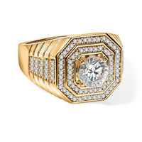 D'Joy Moissanite (Rnd 9mm) Men's Ring in 18K Vermeil YG Over Sterling Silver (Size 10.0) 1.75 ctw