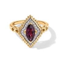 D'Joy Premium Orissa Rhodolite Garnet, Moissanite Gilded Wine Ring in 18K Vermeil YG Over Sterling Silver (Size 10.0) 1.40 ctw