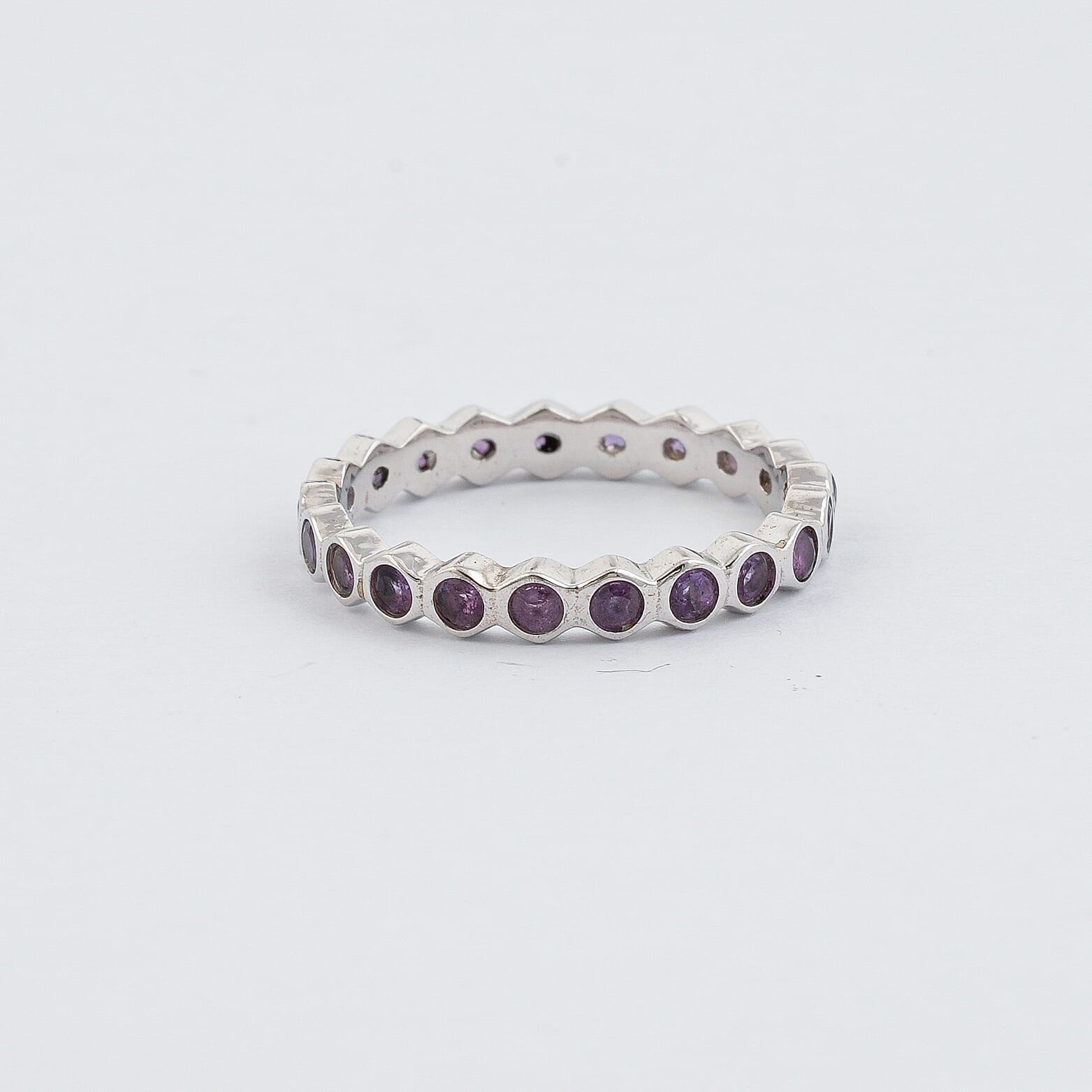 Amethyst 0.35 ctw Eternity Ring in Sterling Silver (Size 7.0)