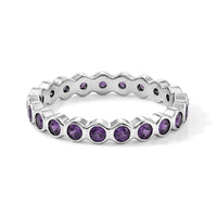 Amethyst 0.35 ctw Eternity Ring in Sterling Silver (Size 7.0)