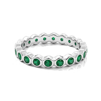 Kagem Zambian Emerald 0.35 ctw Eternity Ring in Sterling Silver (Size 8.0)