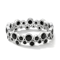 Black Onyx 1.10 ctw Eternity Ring in Sterling Silver (Size 7.0)