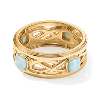 Larimar 0.40 ctw Eternity Ring in 14K Yellow Gold Over Sterling Silver (Size 10.0)
