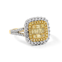 Natural Yellow and White Diamond 1.00 ctw Ring in 14K Yellow Gold Over Sterling Silver