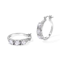 EverTrue Simulated White Diamond Hoop Earring in Stainless Steel