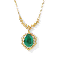 EverTrue Emeraldine Quartz, White Zircon Necklace (18 Inches) in 18K YG Plated with ION Plated YG Stainless Steel 6.00 ctw