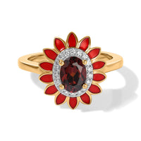 D''Joy AAA Red Zircon and Moissanite 1.20 ctw Ring in 18K Vermeil Yellow Gold Over Sterling Silver (Size 10.0)