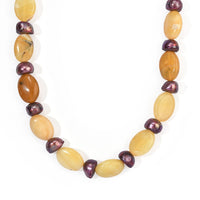 EverTrue Bronze Pearl (D) and Yellow Opal 80.00 ctw Necklace (18 Inches) in Platinum Bond