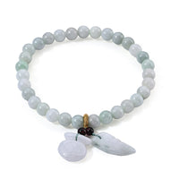Natural Jade Beaded and Red Garnet Stretch Bracelet 40.50 ctw