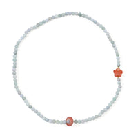 Natural Jade Beaded and Agate Flower Necklace in Silvertone (20 Inches) 170.00 ctw