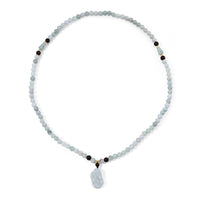 Natural Jade, Red Garnet and Glass Carved Pixiu Necklace (20 Inches) 180.00 ctw