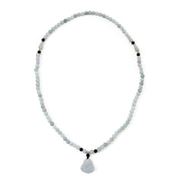Natural Jade, Red Garnet and Glass Carved Peace Buddha Necklace (20 Inches) 175.50 ctw