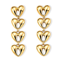 Dangling Heart Earrings in Goldtone