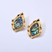 Abalone Shell Earring in Stainless Steel with ION Plated YG