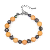 EverTrue Peacock Pearl, Yellow Jasper Bracelet in Stainless Steel (7.25 In) 55.00 ctw