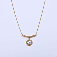 White Shell Pearl Necklace in ION Plated YG Stainless Steel 15.75-17.75 Inches