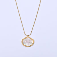 White Mother of Pearl Necklace in ION Plated YG Stainless Steel 16-18 Inches