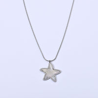 White Mother of Pearl Necklace in Stainless Steel 16-18 Inches