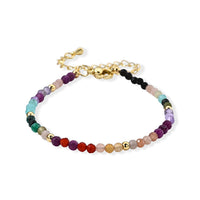 Multi Gemstone 10.00 ctw Beaded Bracelet in ION Plated YG Stainless Steel (6.25-8.25In)