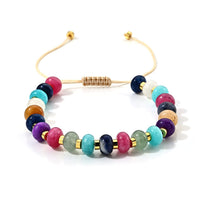 Multi Color Quartzite 70.00 ctw Beaded Bracelet in Goldtone (5.5-8.0In)