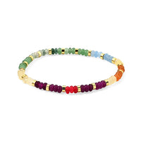 Multi Color Quartzite 20.00 ctw Beaded Bracelet in Goldtone (6.5-7In)
