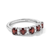 Mozambique Garnet and Simulated Diamond 0.80 ctw Ring in Sterling Silver (Size 5.0)