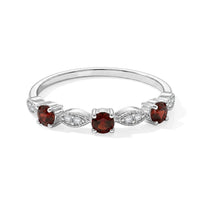 Mozambique Garnet and Simulated Diamond 0.30 ctw Ring in Sterling Silver (Size 7.0)
