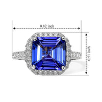 Certified and Appraised Rhapsody 950 Platinum AAAA Asscher Cut Tanzanite, Diamond (E-F VS) (0.49cts) Ring (Size 10.0) (5.50 g) 4.22 ctw