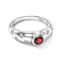 Mozambique Garnet and Simulated Diamond 1.00 ctw Ring in Sterling Silver (Size 7.0)