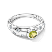 Hebei Peridot and Simulated Diamond 1.00 ctw Ring in Sterling Silver (Size 7.0)